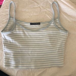 Small Brandy Melville Cropped Tank Top in Blue and White stripes